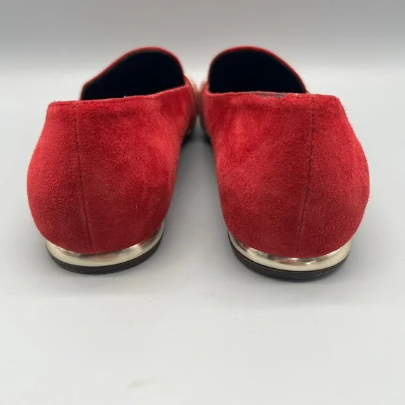 AGL Attilio Giusti Leombruni Red Suede Gold Bar Loafers Flats N542004 40 Italy - Picture 6 of 8